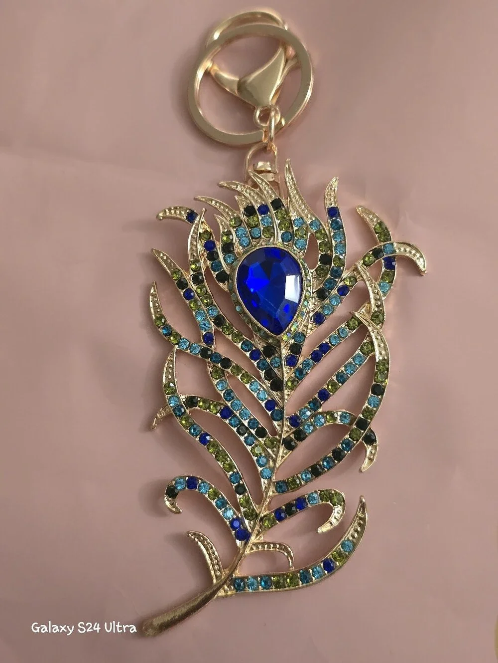 Beautiful Peacock Feather Bag Charm/ Keychain NEW